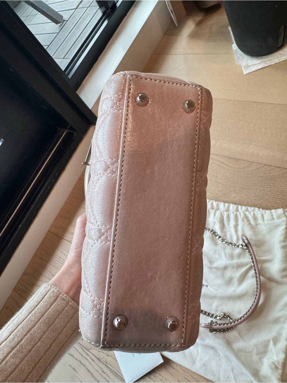 Dior Quilted Metallic Light Pink Crossbody Bag - Picture 10 of 12